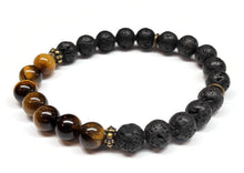 Load image into Gallery viewer, tiger eye lava rock stretch bracelet
