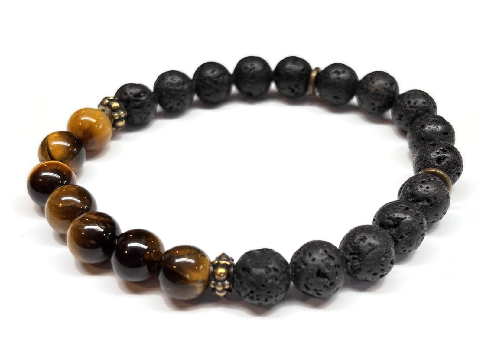 tiger eye lava rock stretch bracelet