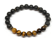 Load image into Gallery viewer, tiger eye lava rock stretch bracelet

