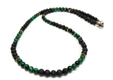 Load image into Gallery viewer, green tiger eye and lava rock necklace
