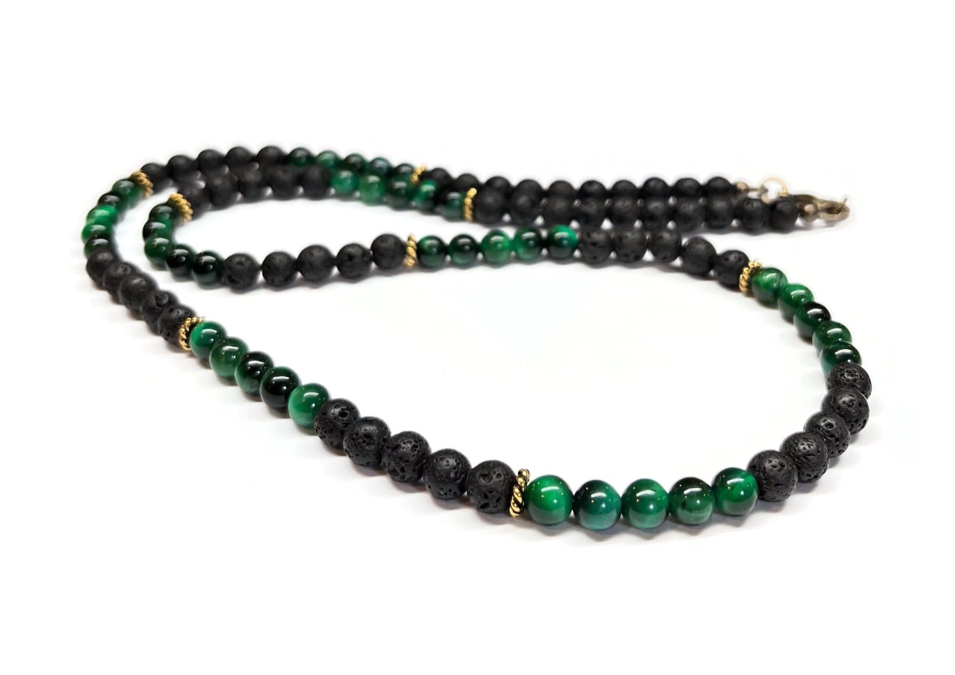 Green tiger eye necklace men