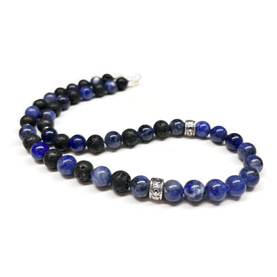 Sodalite Black Lava Necklace Men