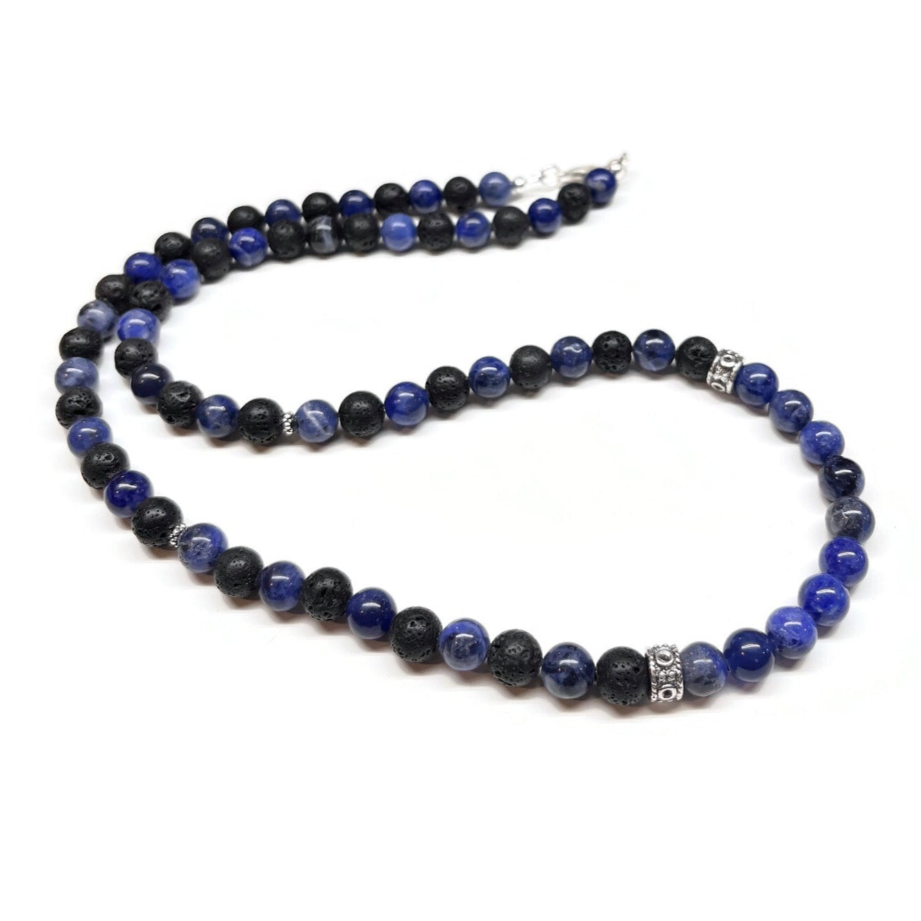 Sodalite Black Lava Necklace Men