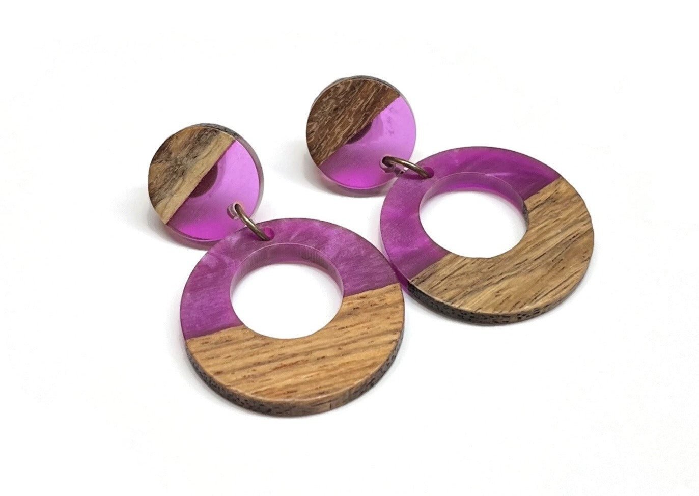 Wood and Resin Dangle Earrings