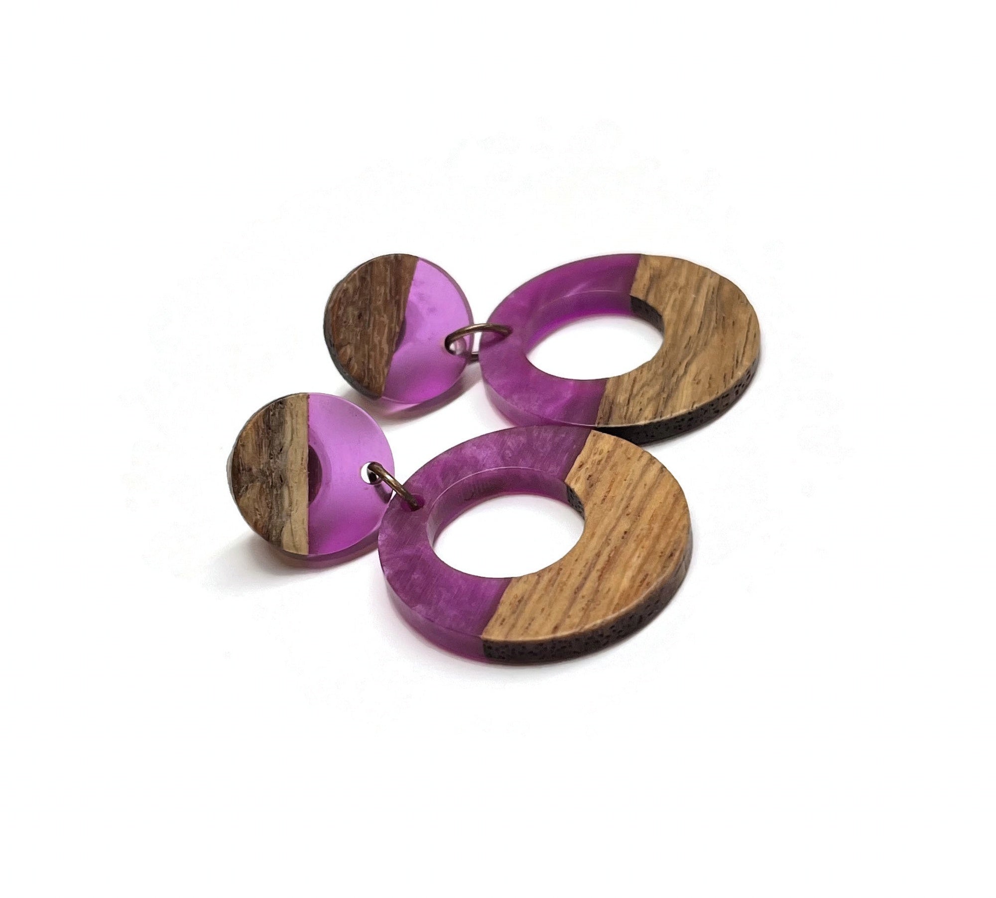 Wood and Resin Dangle Earrings