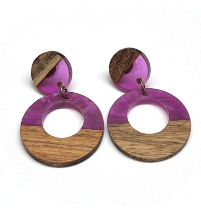 Wood and Resin Dangle Earrings