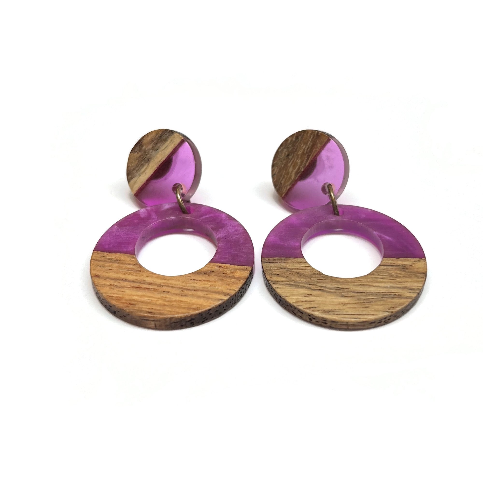 Wood and Resin Dangle Earrings