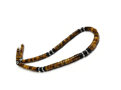 Tiger Eye and Lava Rock Heishi Disc Necklace