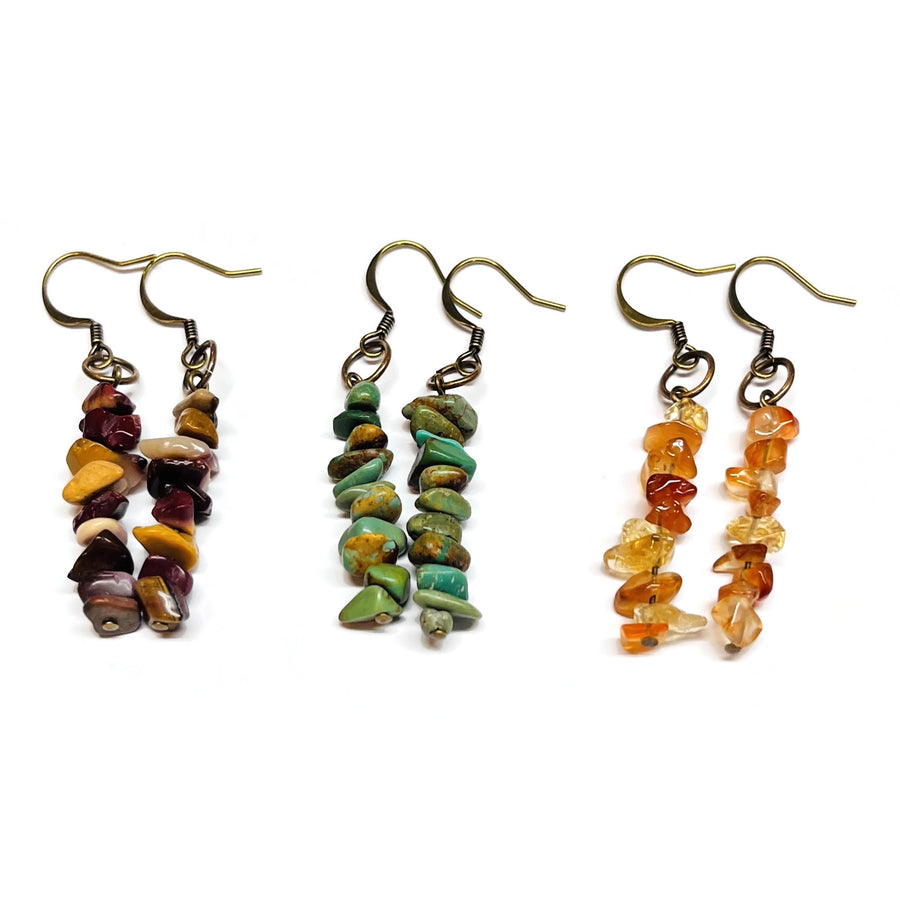 Bohemian Dangle Earrings Turquoise Amber Mookaite