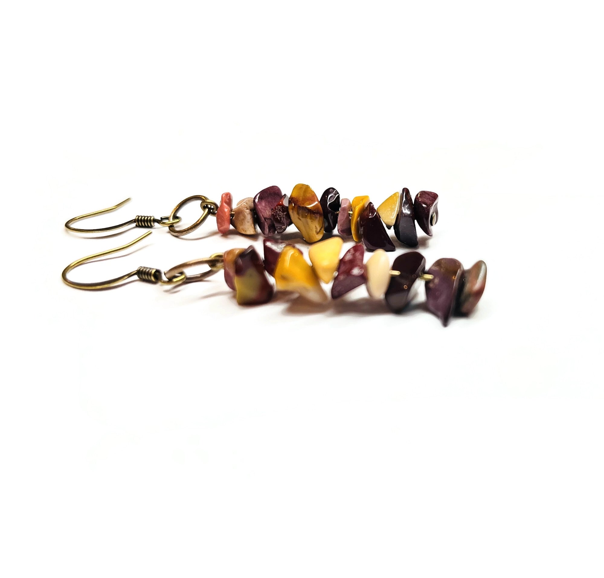 Bohemian Dangle Earrings Turquoise Amber Mookaite