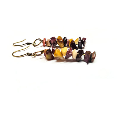 Bohemian Dangle Earrings Turquoise Amber Mookaite