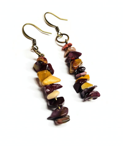 Bohemian Dangle Earrings Turquoise Amber Mookaite