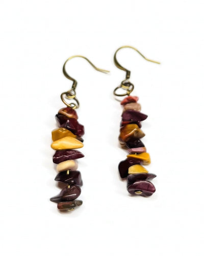 Bohemian Dangle Earrings Turquoise Amber Mookaite