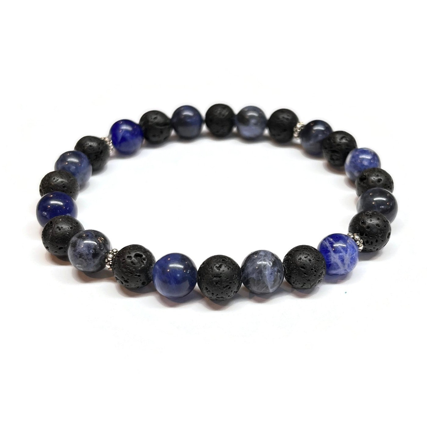 Blue Sodalite and Lava Rock Bracelet for Men
