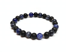 Load image into Gallery viewer, Blue Sodalite and Lava Rock Bracelet for Men
