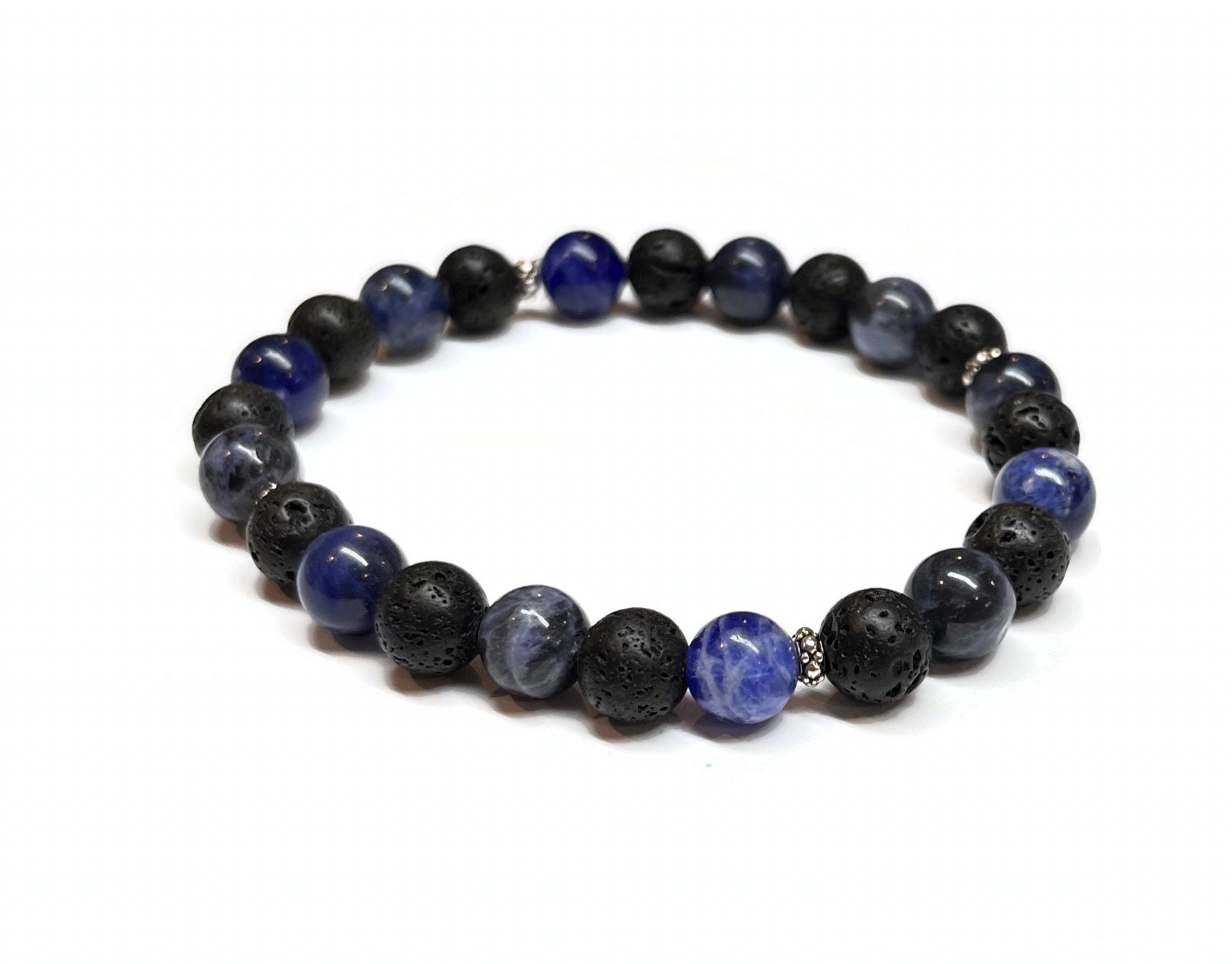 Blue Sodalite and Lava Rock Bracelet for Men