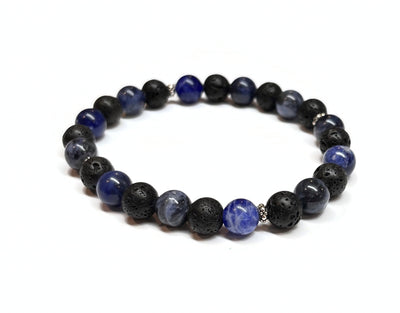 Blue Sodalite and Lava Rock Bracelet for Men