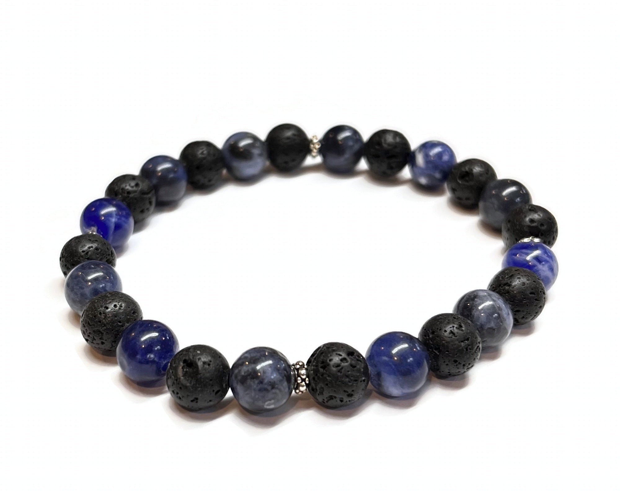 Blue Sodalite and Lava Rock Bracelet for Men