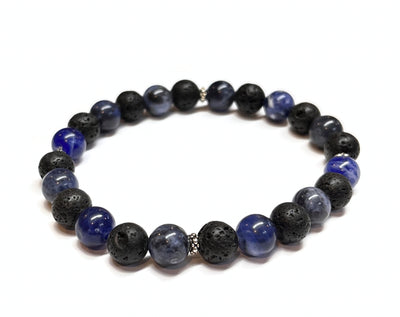 Blue Sodalite and Lava Rock Bracelet for Men