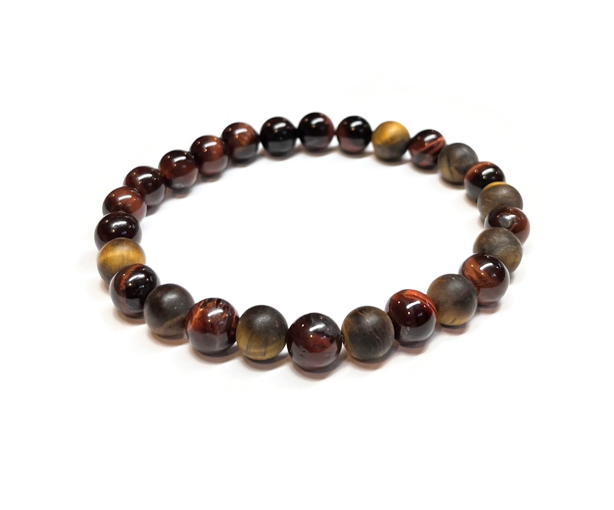 Red Tiger eye and Matte Yellow Tiger Eye Beaded Bracelet for men
