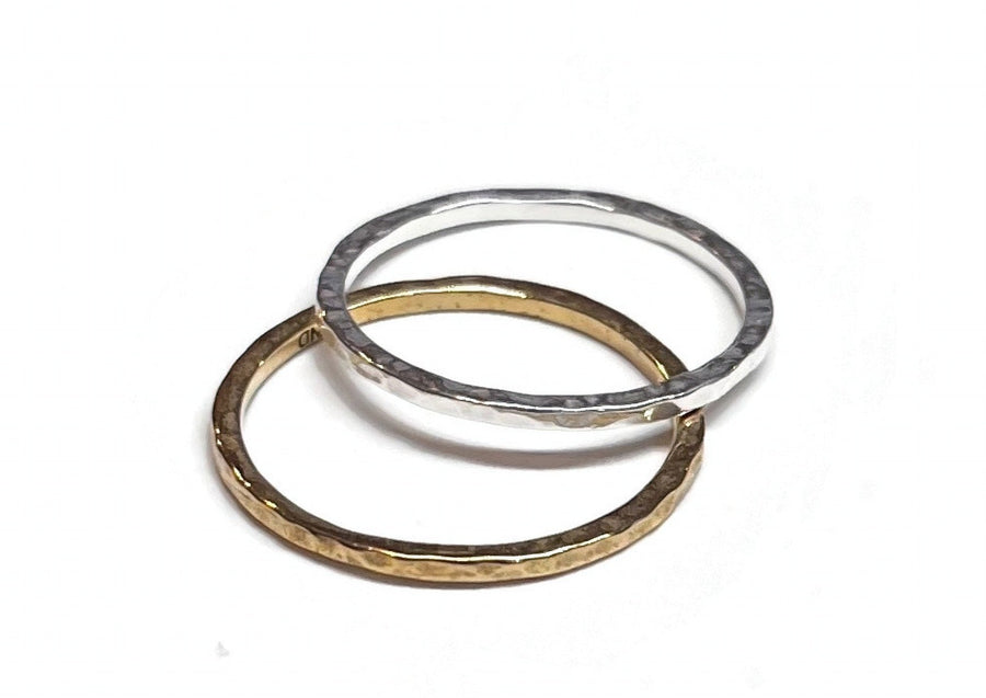 Sterling Silver Ring - Hammered Finish - Stacking Ring 