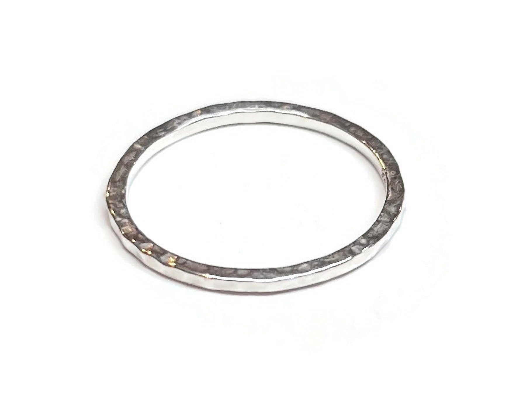 Handmade Sterling Silver Ring - Hammered Finish - Stacking Ring