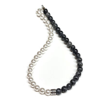 Load image into Gallery viewer, White Shell Pearl and Labradorite with pewter focal bead
