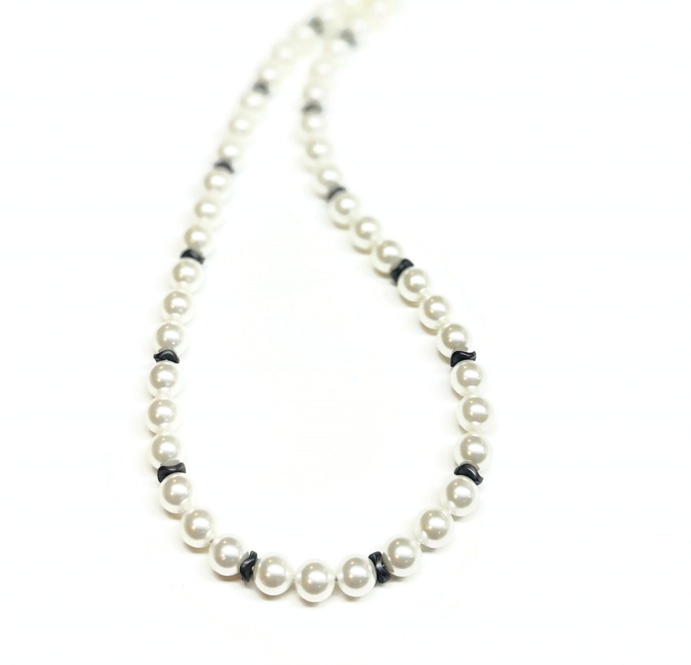 White Shell Pearl Necklace for Men plus Hematite Spacer