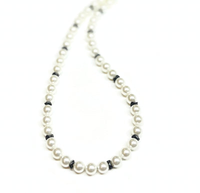 White Shell Pearl Necklace for Men plus Hematite Spacer