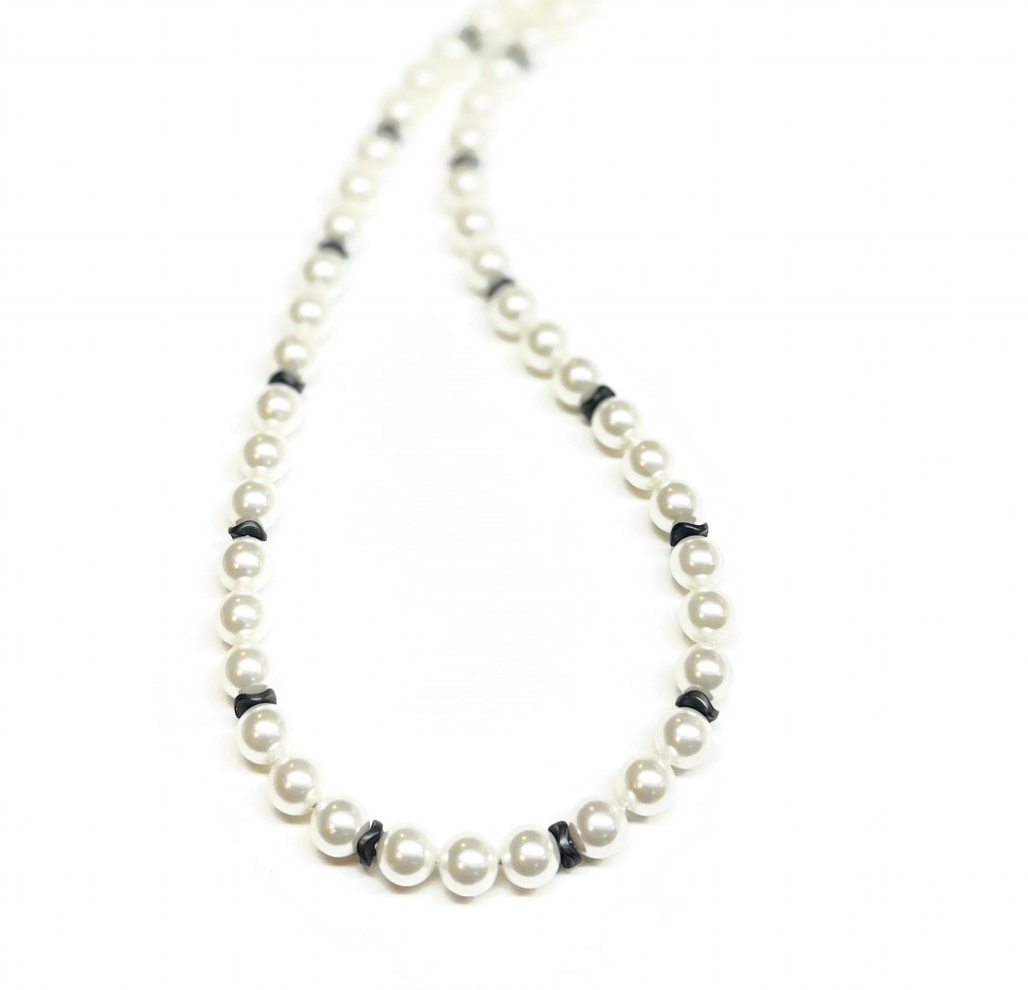 White Shell Pearl Necklace for Men plus Hematite Spacer