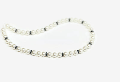 White Shell Pearl Necklace for Men plus Hematite Spacer