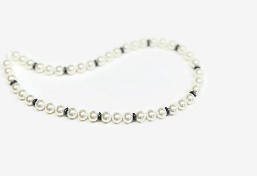 White Shell Pearl Necklace for Men plus Hematite Spacer