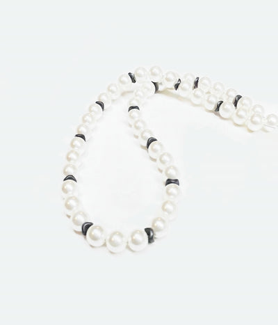 White Shell Pearl Necklace for Men plus Hematite Spacer