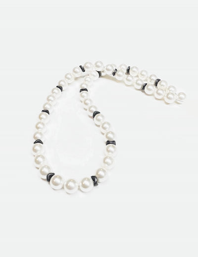 White Shell Pearl Necklace for Men plus Hematite Spacer