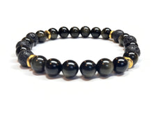 Load image into Gallery viewer, Golden Obsidian and Lava Rock Bracelet Men Unisex
