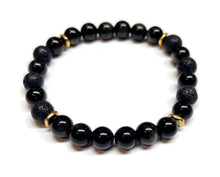 Load image into Gallery viewer, Golden Obsidian and Lava Rock Bracelet Men Unisex
