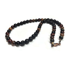 Load image into Gallery viewer, Beaded Men Necklace Obsidian Red Tiger Wood Lava Rock
