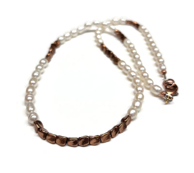 Freshwater Pearl and Copper Beaded Necklace for Men