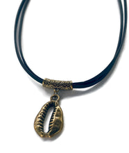 Load image into Gallery viewer, Cowrie Shell Leather Necklace - Black or Brown
