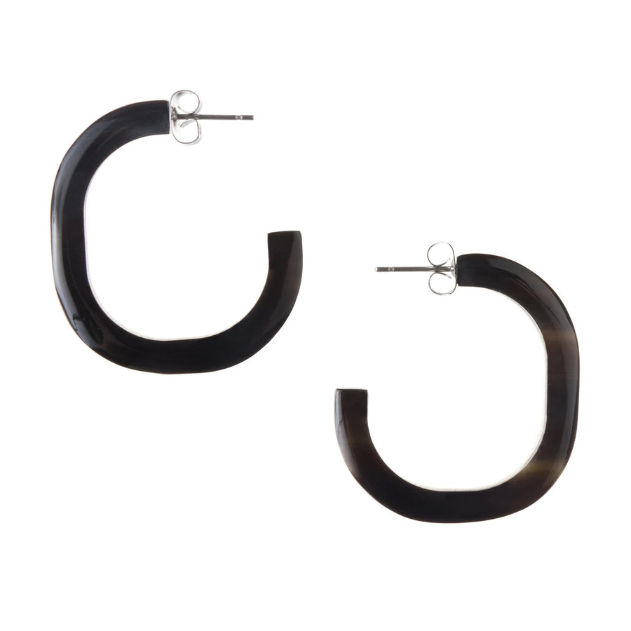 Mother-of-pearl / Horn hoop earrings