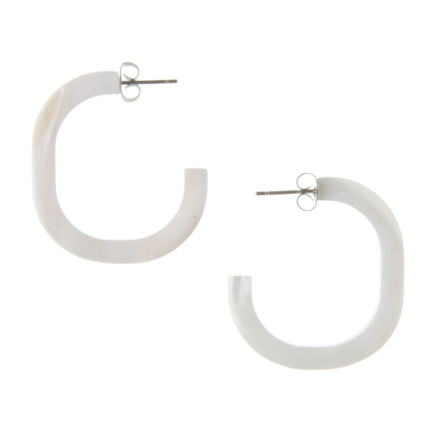 Mother-of-pearl / Horn hoop earrings