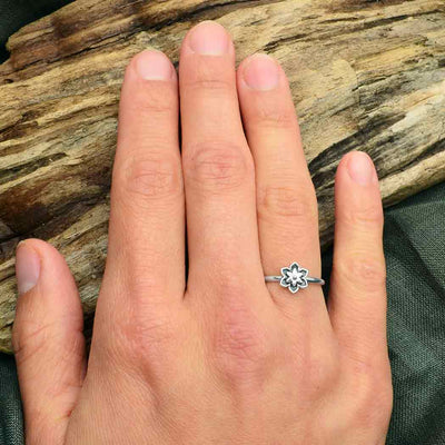 Handmade Sterling Silver Mini Flower Mandala Stacking Ring
