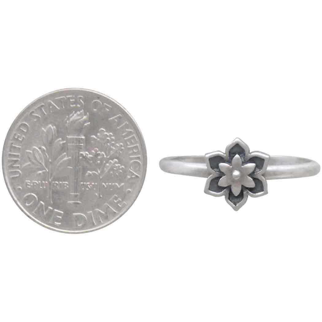 Handmade Sterling Silver Mini Flower Mandala Stacking Ring