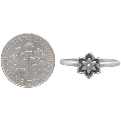 Handmade Sterling Silver Mini Flower Mandala Stacking Ring