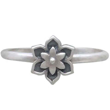 Load image into Gallery viewer, Handmade Sterling Silver Mini Flower Mandala Stacking Ring
