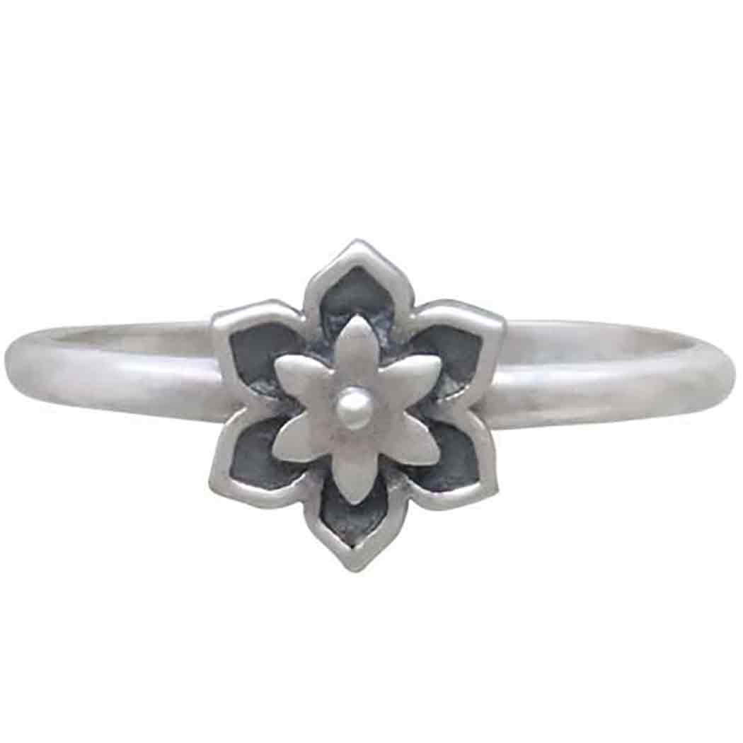 Handmade Sterling Silver Mini Flower Mandala Stacking Ring