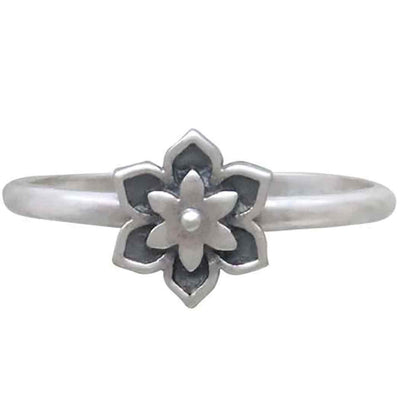 Handmade Sterling Silver Mini Flower Mandala Stacking Ring