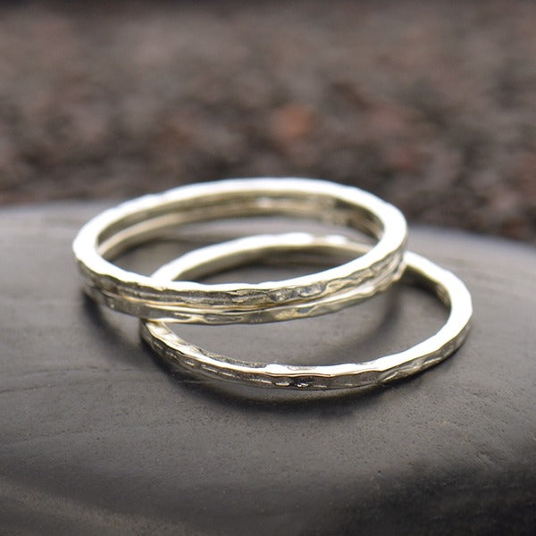 Handmade Sterling Silver Ring - Hammered Finish - Stacking Ring