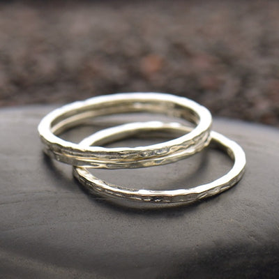 Handmade Sterling Silver Ring - Hammered Finish - Stacking Ring
