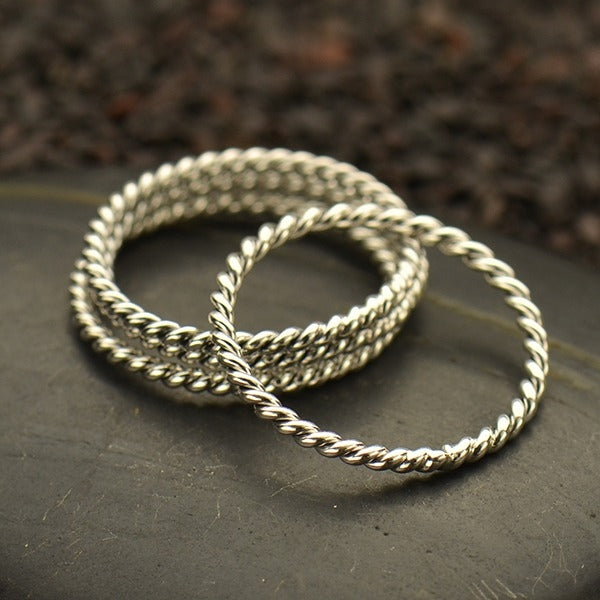 Sterling Silver Stacking Ring with Twisted Wire